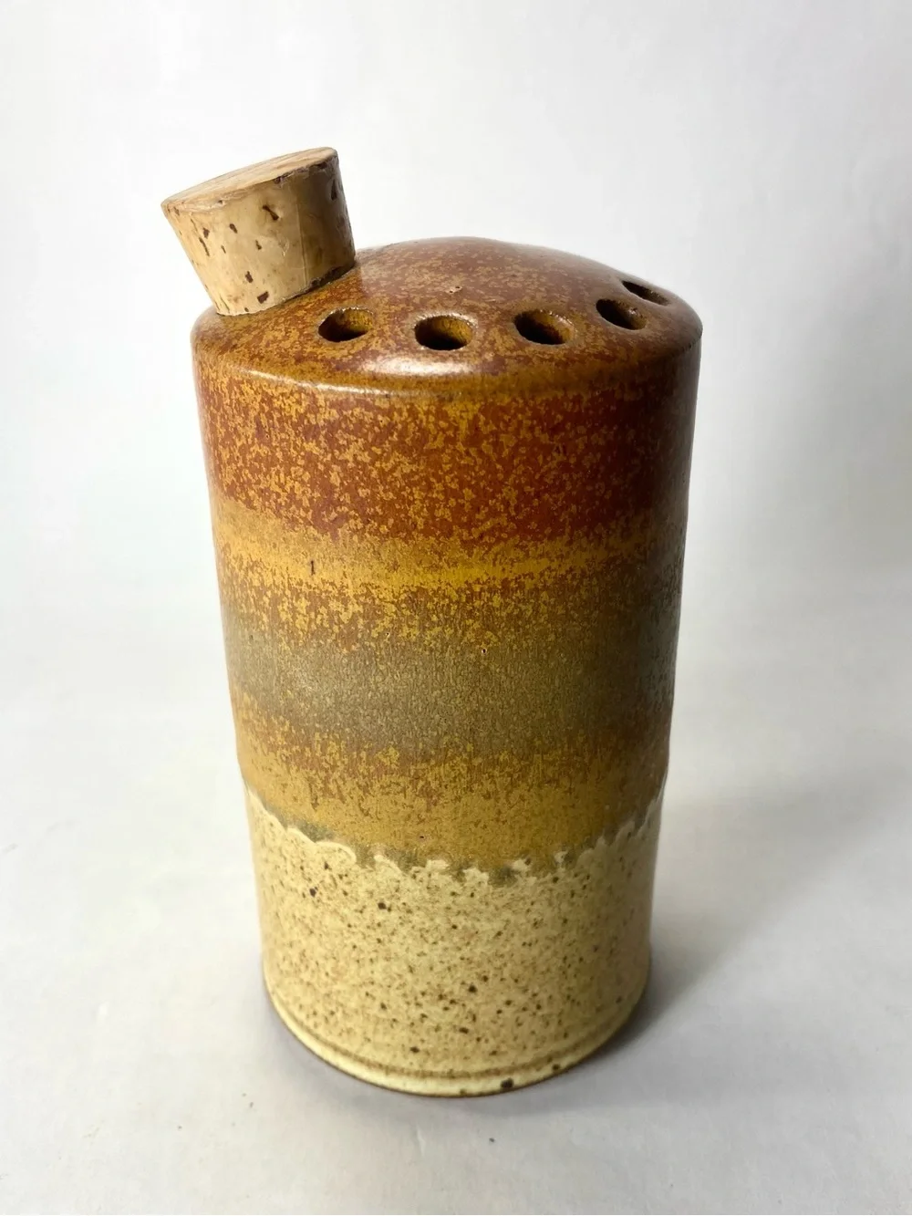 Studio Pottery Artist Signed Ellen Currans Ceramic Shaker Cork Stopper Oregon